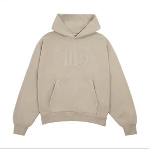 Taylor Swift The Tortured Poets Department TTPD Embossed Beige Hoodie Size Small